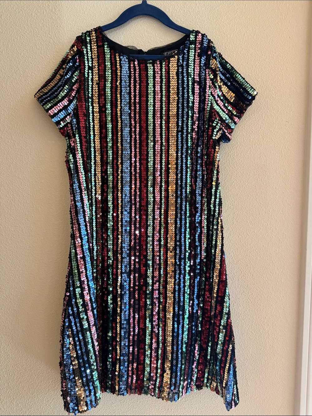 Girls Sequin Stripe Party Dress Size L